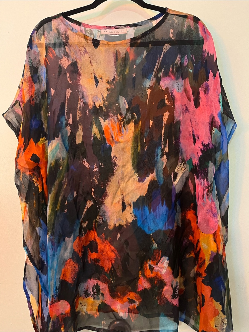 Bryn Walker Silk Multicolor Abstract Layered Tunic with Yellow Underlayer - Picture 5 of 12